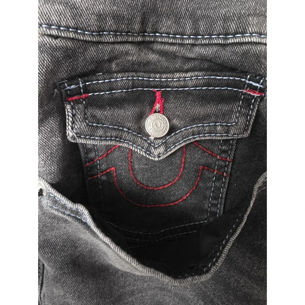 True Religion Men's Ricky SN Flap Straight Jeans in a grey phantom wash 40x34